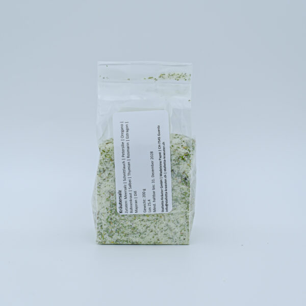 Eine Nachfüllpackung für ein Kräutersalz.