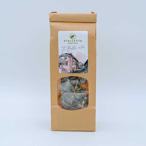 Zu sehen ist eine Teemischung mit einer Verpackung von 10 Portionen.