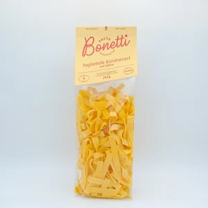 Tagliatelle Bündnerart mit Safran von Pasta Bonetti, 250 g Packung, handwerklich hergestellte Pasta aus Bad Ragaz