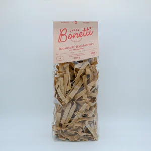 Tagliatelle Bündnerart mit Steinpilzen von Pasta Bonetti, 250-g-Packung handwerklich hergestellte Pasta aus Bad Ragaz